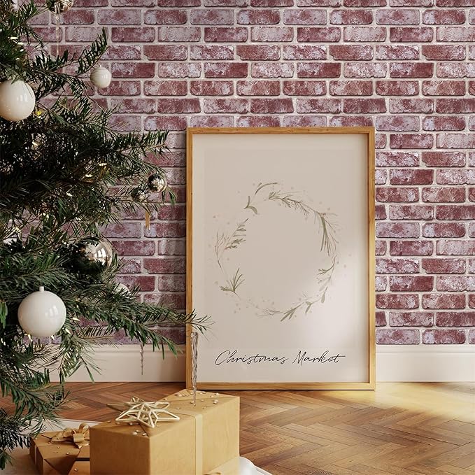 COMSTICKC 3D Faux Brick Wall Panels Peel and Stick Wall Covering,10 Pcs of 12"X12", Not Real Brick, Small Size,Thin PVC 3D Fake Brick for Interior Decor, Whitewash Red