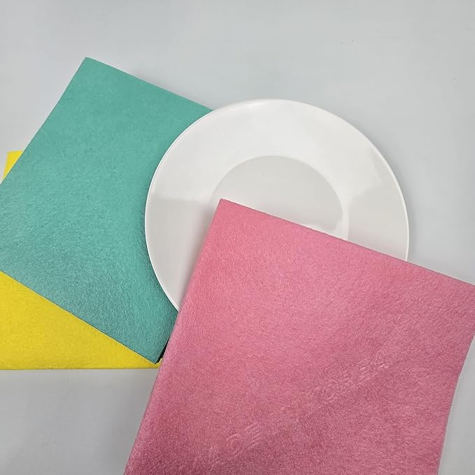Nonwoven Dishcloth 7-Pack, Viscose Rayon Cleaning Cloths 15 x 15 Inches, Reusable Kitchen Wipes for Dishes, Counters & Home Cleaning, Made in Korea