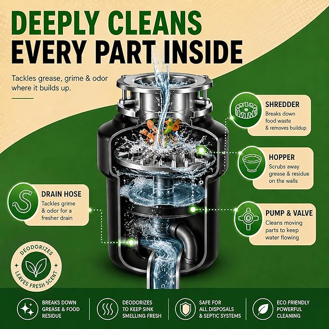 Renuv® Dishwasher Cleaner + Garbage Disposal Cleaner - Heavy Duty Kitchen Appliance Deep Cleaning, Descaling and Deodorizing, (12 Tablets of each)
