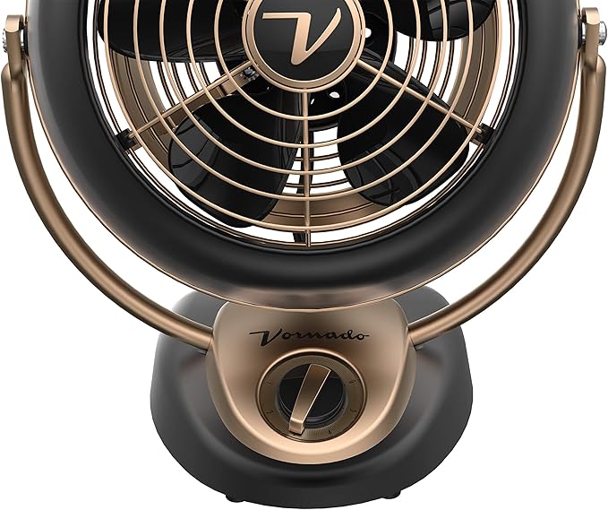 Vornado VFAN™ Vintage Air Circulator Fan, 3-Speed, Metal, Desktop Table Fan for Bedroom, Office, Cooling, with Adjustable Tilt Multi-Directional Airflow, Retro Design, Gunmetal