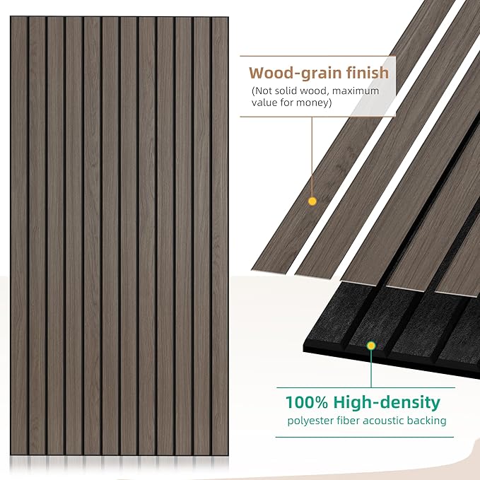 Wood Veneer Sound Panels, 10 Pack 47.2”x23.6” Wall Panels, Decorative Acoustic Panels for Walls, for Office,Home Theater,Studio,Living Room, Walnut(Mitred)