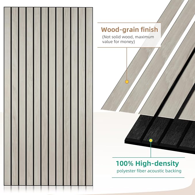 Wood Veneer Sound Panels, 10 Pack 47.2”x23.6” Wall Panels, Decorative Acoustic Panels for Walls, for Office,Home Theater,Studio,Living Room, Natural Oak(Mitred)
