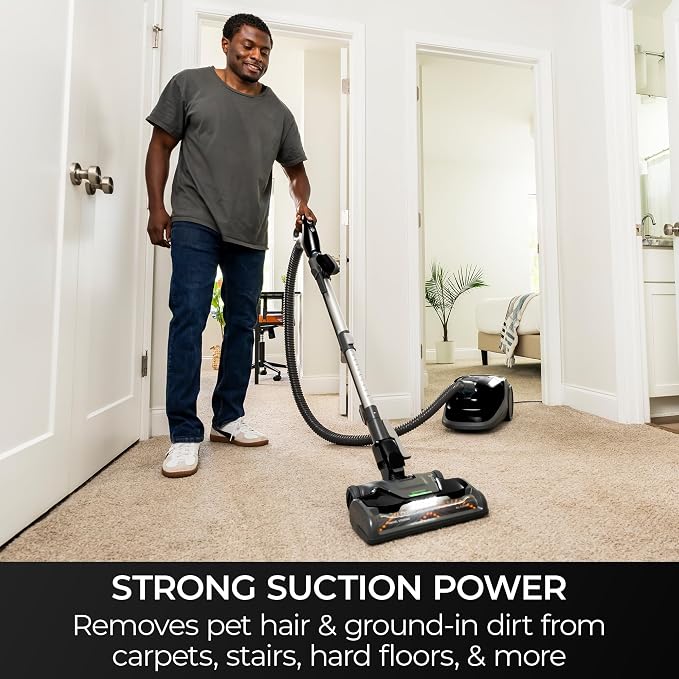 Kenmore BC3006 400 Series Pet Friendly Lightweight Bagged Canister Vacuum Cleaner 2-Motor Design with Hair Eliminator Brushroll, HEPA, LED Headlight，Extended Wand and Auto Cord Rewind, Anthracite