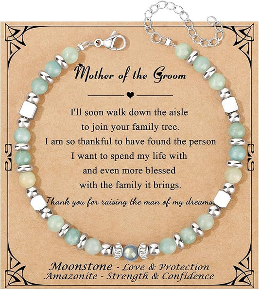 JoycuFF 𝗚𝗶𝗳𝘁𝘀 𝗳𝗼𝗿 𝗪𝗼𝗺𝗲𝗻 𝗠𝗼𝗼𝗻𝘀𝘁𝗼𝗻𝗲 𝗕𝗿𝗮𝗰𝗲𝗹𝗲𝘁 Amazonite Colorful Imperial Jasper Stainless Steel Beads Bracelets, Mothers Day Birthday Christmas Valentines Graduation Gifts