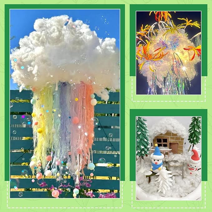 Polyfill Stuffing, Christmas Decorations Indoor, Artificial Snow White Clouds Cotton for Decoration, Fluffy Snow Blankets for Winter Mantle Village, Nativity