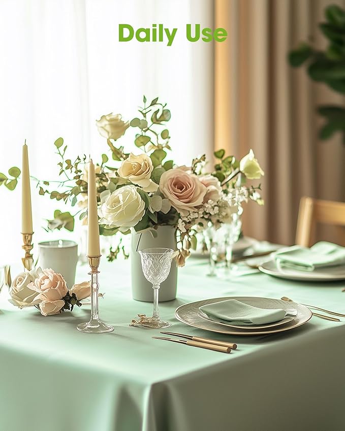 Pureegg Plastic Table Cloth Disposable 20 Pack, 54 x 108 Inch Table Cloths, Easter Party, Decorative Tablecloths, Rectangle, Light, Pastel Plastic Cover, Leakproof & Sturdy, Sage Green