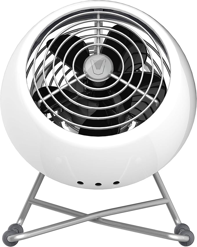 Vornado VFAN™ Mini Modern Personal Desk Fan with 2-Speed Control, Adjustable Tilt, Quiet Metal Air Circulator for Office, Bedroom, Dorm, Compact Desktop Cooling Device, Ice White