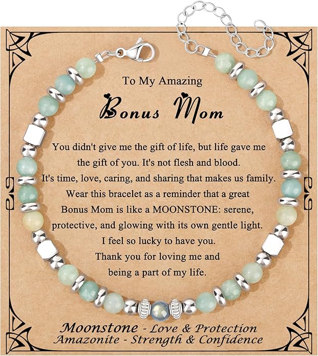 JoycuFF 𝗚𝗶𝗳𝘁𝘀 𝗳𝗼𝗿 𝗪𝗼𝗺𝗲𝗻 𝗠𝗼𝗼𝗻𝘀𝘁𝗼𝗻𝗲 𝗕𝗿𝗮𝗰𝗲𝗹𝗲𝘁 Amazonite Colorful Imperial Jasper Stainless Steel Beads Bracelets, Mothers Day Birthday Christmas Valentines Graduation Gifts