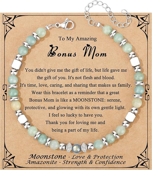 JoycuFF 𝗚𝗶𝗳𝘁𝘀 𝗳𝗼𝗿 𝗪𝗼𝗺𝗲𝗻 𝗠𝗼𝗼𝗻𝘀𝘁𝗼𝗻𝗲 𝗕𝗿𝗮𝗰𝗲𝗹𝗲𝘁 Amazonite Colorful Imperial Jasper Stainless Steel Beads Bracelets, Mothers Day Birthday Christmas Valentines Graduation Gifts