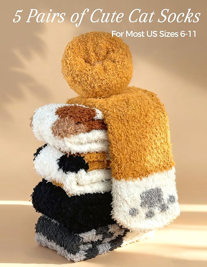 TEHOOK Warm & Cozy Gifts for Women, Fluffy Fuzzy Plush Sleeping Slipper Socks - Soft Warm Fabric