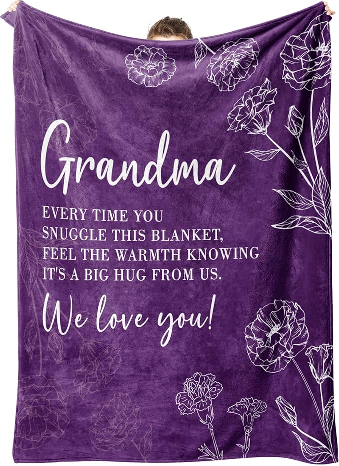 Mothers Day Grandma Gifts, Birthday Gifts for Grandma from Grandkids, to My Grandmother Soft Throw Blanket 50" x 60", Purple