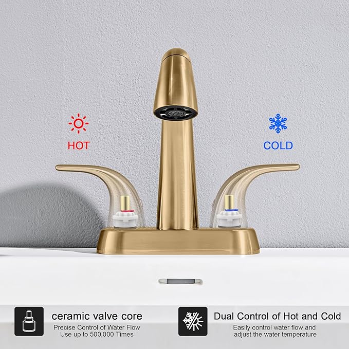 Ultimate Unicorn Bathroom Sink Faucet Champagne Bronze - 4 Inch Centerset Pull Down Vanity Faucets 3 Hole with Pop Up Drain - Two Handle Modern Washbasin Tap Set with Pull Out Sprayer for Rv Lavatory