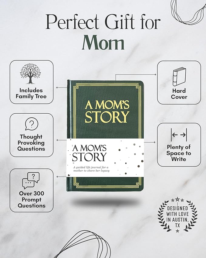 Mom's Life Story Journal (Hardcover): A Meaningful Keepsake for Mom to Share Her Journey and Memories, Book Includes 250+ Prompt Questions, Sentimental Gifts for Mother's Day, Birthday & Christmas