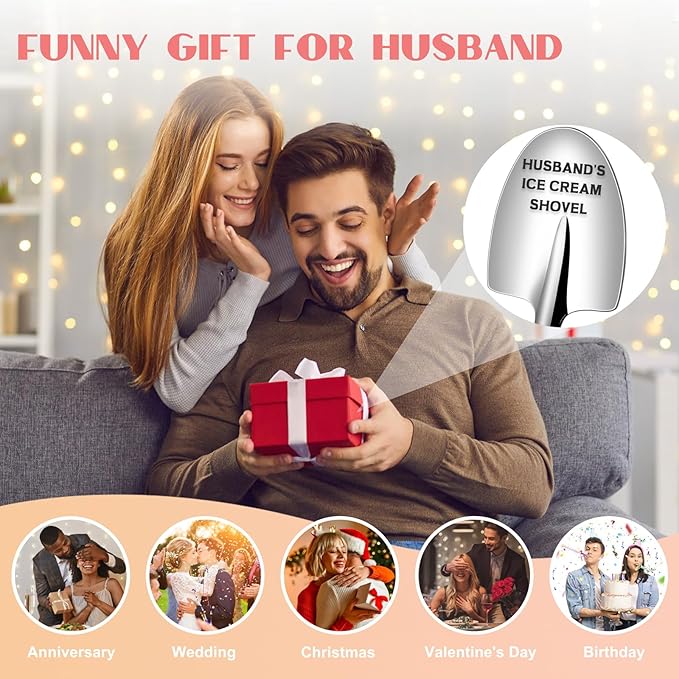 Husband's Ice Cream Shovel - Stainless Steel Ice Cream Scoop - Funny Gift for Husband