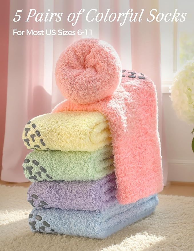 TEHOOK Warm & Cozy Gifts for Women, Fluffy Fuzzy Plush Sleeping Slipper Socks - Soft Warm Fabric