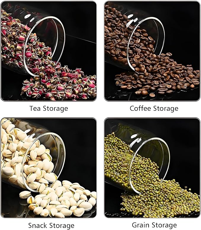 Airtight Coffee Canister – Top Push seal container, Thicker Borosilicate Glass Coffe Jar, Dishwasher-Safe Coffee Bean Storage Container for Ground Coffee & Tea, Sugar,45 Oz