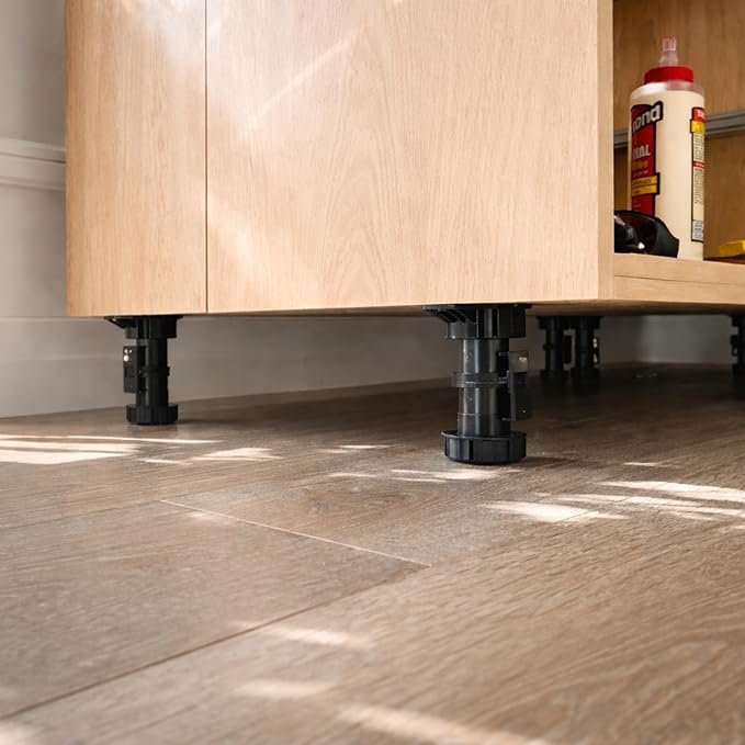 Berta 12 Pack Cabinet Leveler Legs-330 lb Capacity, Leg-Adjusts from 4"–5 1/10” (100-130 mm) (100-130 mm, 12 Pieces)