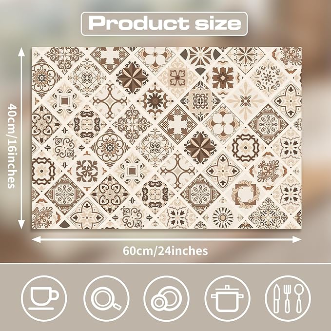 Absorbent Holiday Plate Drainer Pad Boho Coffee Bar Mats for Counter Top Non-slip Gift for Kitchen Decor (Elegant Mosaic A)