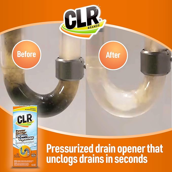 CLR Clog Free Drain Pressurized Drain Clog Remover - For Use on Sinks, Showers, Bathtubs, Toilets and More, 4.5 Ounce Aerosol Can (Pack of 4)