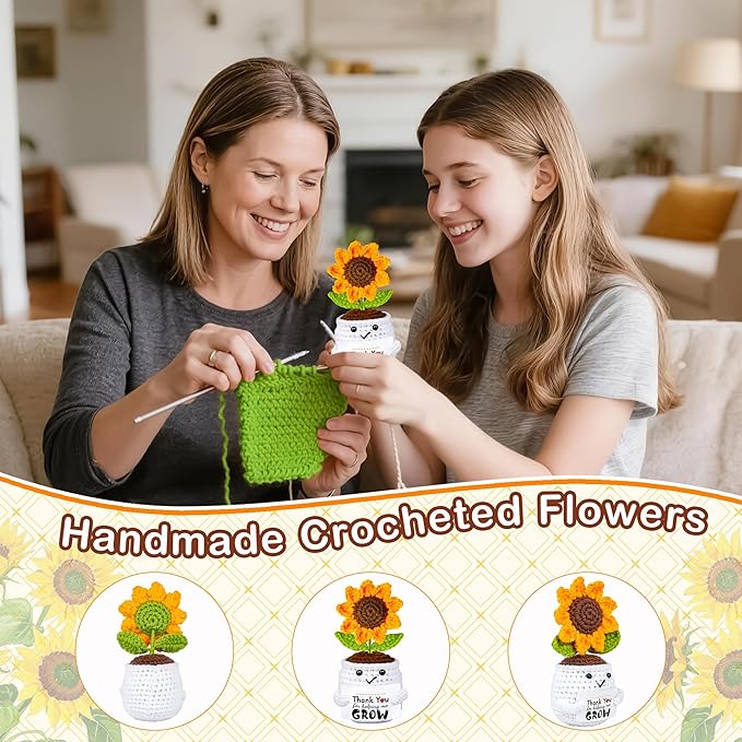 Teacher Appreciation Gifts, Teacher's Day Graduation Thank You Gifts for Teacher Handmade Crochet Sunflower Doll, Personalized Mothers Day Birthday Retirement Gift for Teachers Mentor Coworker Boss