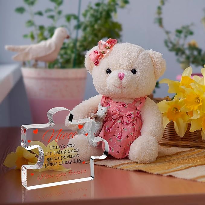 VELENTI Acrylic Block Puzzle Gift for Niece - Cute Present from Aunt, Uncle - Birthday, Christmas, Paperweight, Graduation - Novelty Gift for Nieces