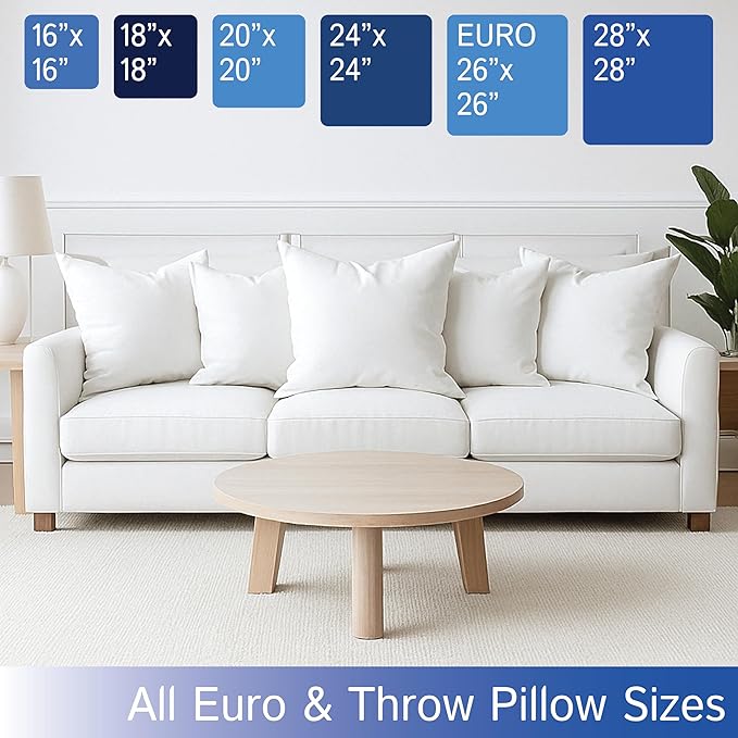 Euro Size Pillow Protectors (Set of 2) - European Square 26x26 Pillow Covers Waterproof Hypoallergenic Dust Proof Zippered Encasement