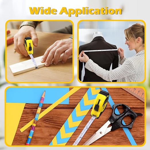 Kanayu 100 Pcs Mini Tape Measure Keychains 3 ft Small Retractable Measuring Tape Bulk with Lock Steel Easy Read Pocket for Birthday Party Favors Daily Use (Yellow)