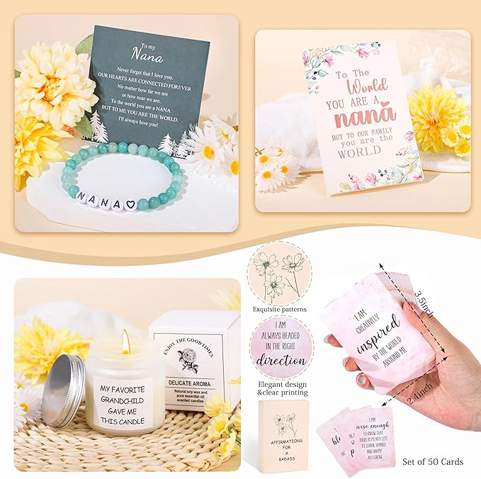 DOGMEM Mothers Day Gifts for Nana, Gifts for Nana Birthday, Mothers Day Birthday Gift for Nana from Granddaughter Grandson Grandchildren Grandkids Best Grandma Gift Set