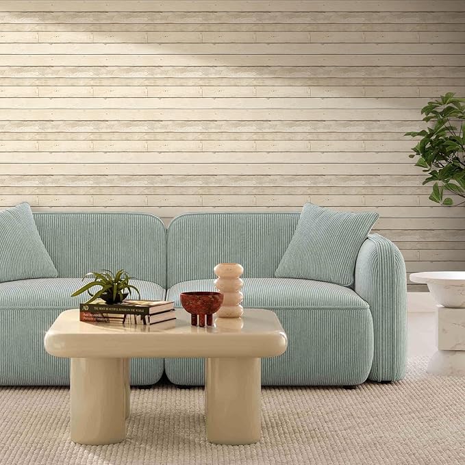 Commomy Peel and Stick Faux Wood - 10 Pcs 11.8"x11.8" Not Real Wood, Wall Sticker Tiles Ultralight PVC Wall Covering for Kitchen Backsplash,Bedroom,Retro Interior Decor