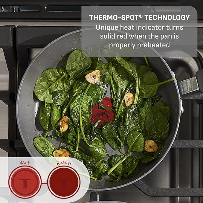 T-Fal Ultimate Hard Anodized Nonstick 10 Piece Cookware Set, Oven Safe Up to 400°F, Dishwasher Safe, Pots and Pans Set, Includes Frying Pans, Saucepan, Stockpot, Cooking Utensils, Stone
