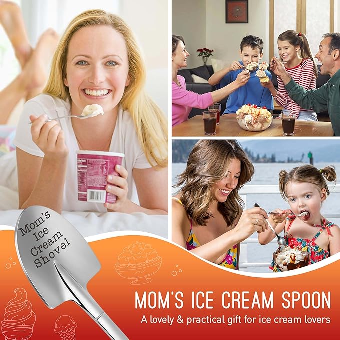 Funny Gifts for Mom Mothers Day - Mom Mother's Day Birthday Gifts from Daughter Son Kids Mom's Ice Cream Shovel Spoon Scoop Gift for Mother-in-law Mama Mommy Anniversary Present Ideas Kitchen Gadgets
