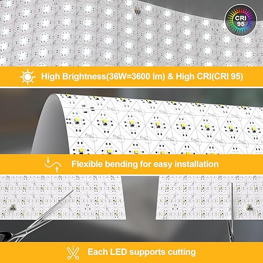 Lichaser 4 Pack LED Backlight Sheet White 6000K 24V 36W, Dimmable LED Panel Sheet Compatible with Alexa, Flexible Backlit Light Remote & APP Control, 19.7X9.7 Inch for Marble, Onyx, Quartz Countertop
