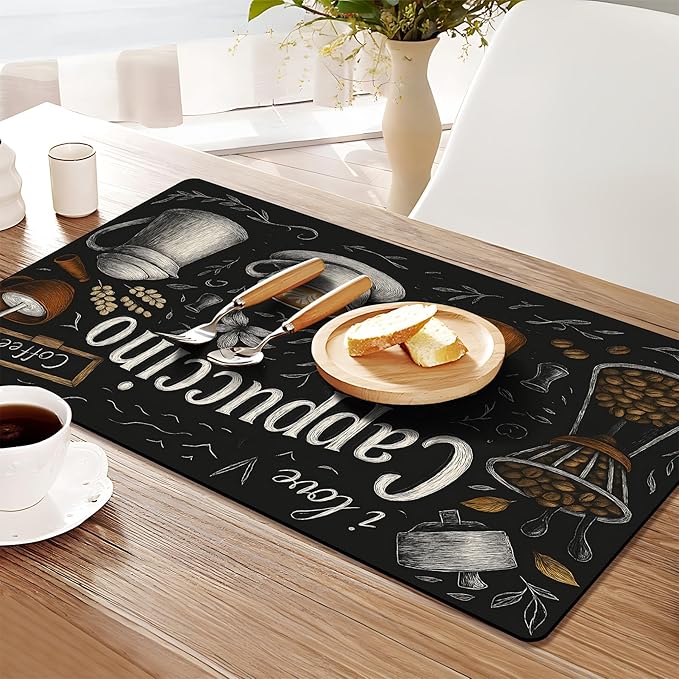 Coffee Mat 17"x32" - Extra Large Absorbent Non Slip Dish Drying Mat,Coffee Bar Accessories,Kitchen Counter Protector for Coffeemaker, Sink, Dining Decor
