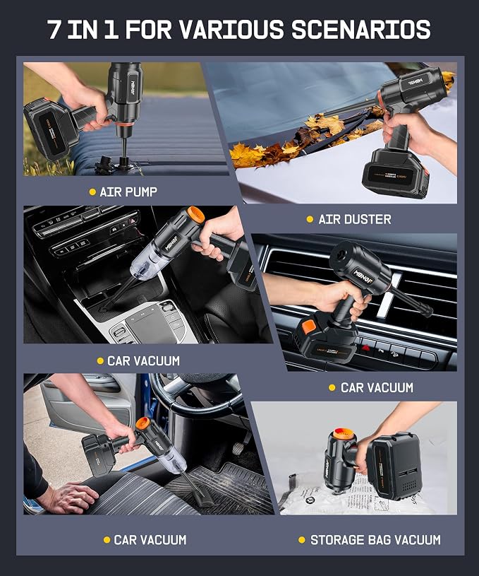 Car Vacuum Portable Cordless, High Power Suction & Blower, Handheld Vacuum Cleaner for Car, Home, Desktop, Keyboard,Birthday Gifts for Men Dad Husband(Gloss Black)