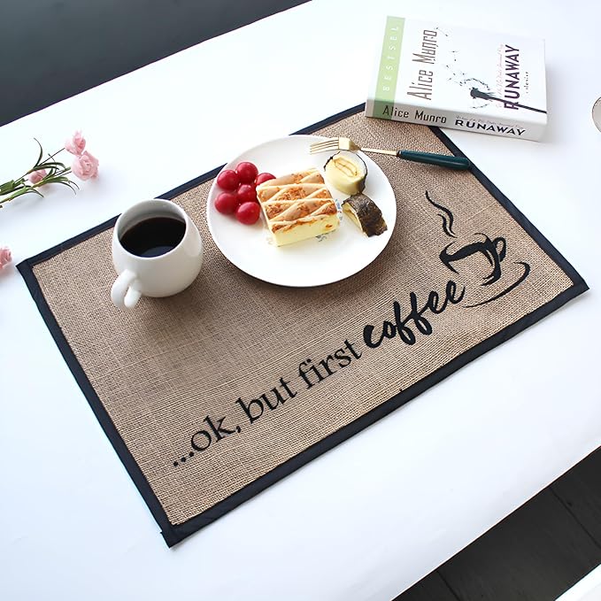 20 x 14 Inch Coffee Bar Mat, Large Coffee Mat for Countertop Kitchen Counter, Retro Coffee Pot Table Mat for Coffee Station Maker, Espresso Machine Tea Pad Placemat Bar Accessories, A