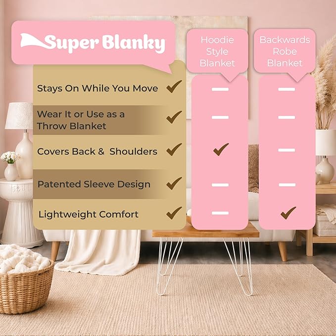 Super Blanky Wearable Blankets for Women, Adult Wearable Blanket Men, Mother's Day Gifts for Her, Wife Birthday Gift Ideas