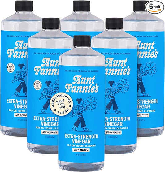 Aunt Fannie's Extra Strength Cleaning Vinegar, Multipurpose Household Cleaner, No Added Scents, Dyes, or Other Additives, 32 oz, Pack of 6