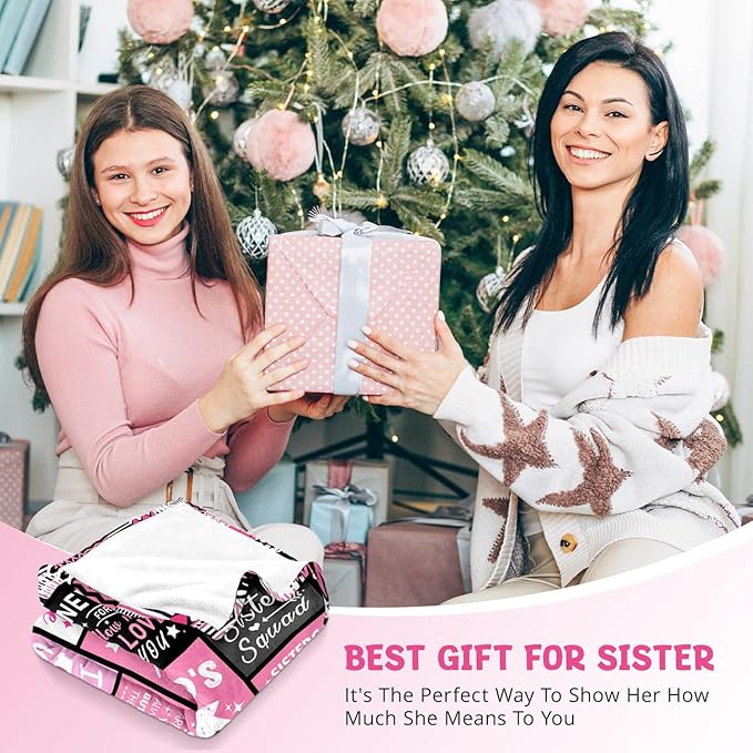 Sisters Mothers Day Birthday Gifts - World's Best Sister Ever Gifts from Sister - Christmas Valentines Day Birthday Graduation Present for Sis Adult - Sisters Life Blanket 60"x80"