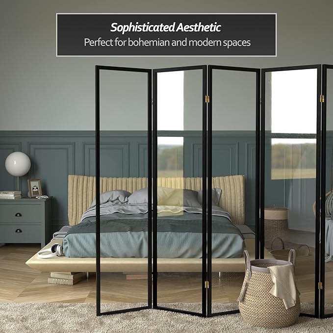 Red Lantern 6 ft. Tall Clear Plastic Partition Black 6 Panel