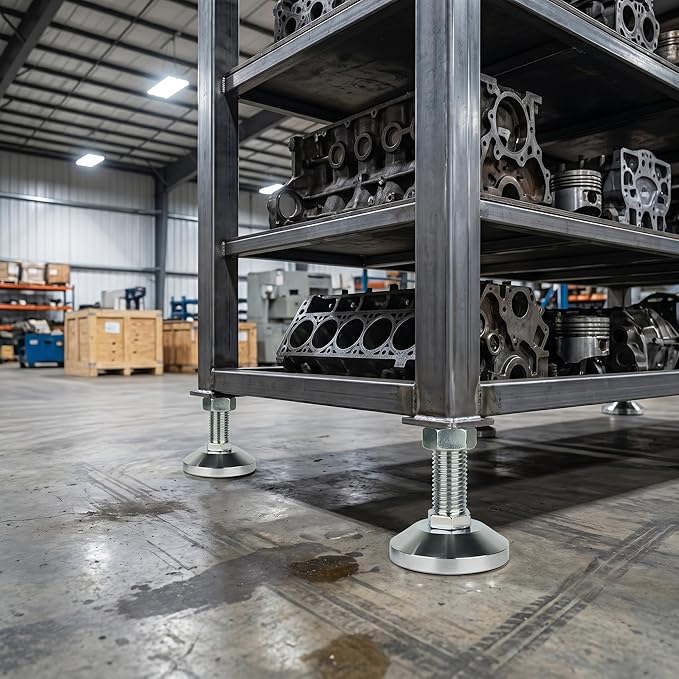Heavy Duty Leveler Leg, Machine Leveling feet3.15 Dia. Base, Leg Leveler M24Thread, 6600 Lb Capacity,Capacity for Workbench, Machine, Cabinet (D80xM24x100,2 Pack,Silvery)