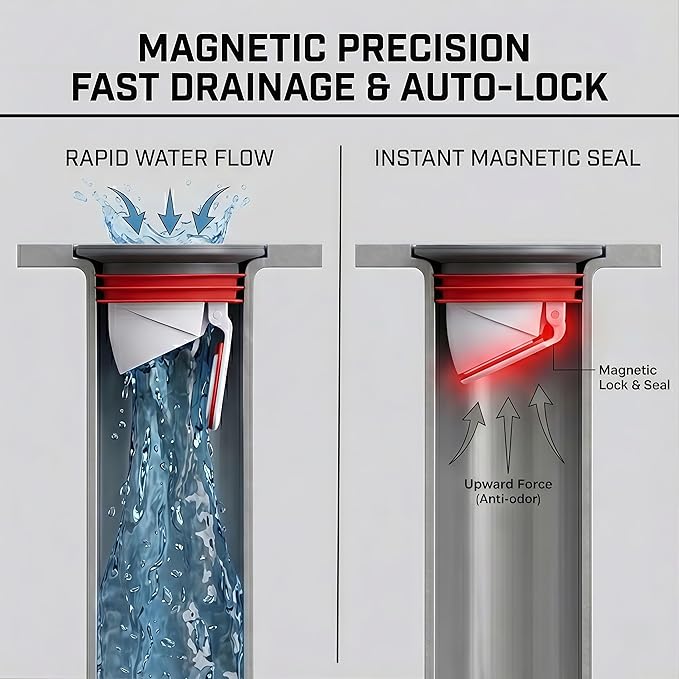 2 Inch Shower and Floor Drain Seal - Magnetic Backflow Preventer Core with Hair Catcher - Automatic Anti-Odor Check Valve for Bathroom, Basement, Laundry Room (2)