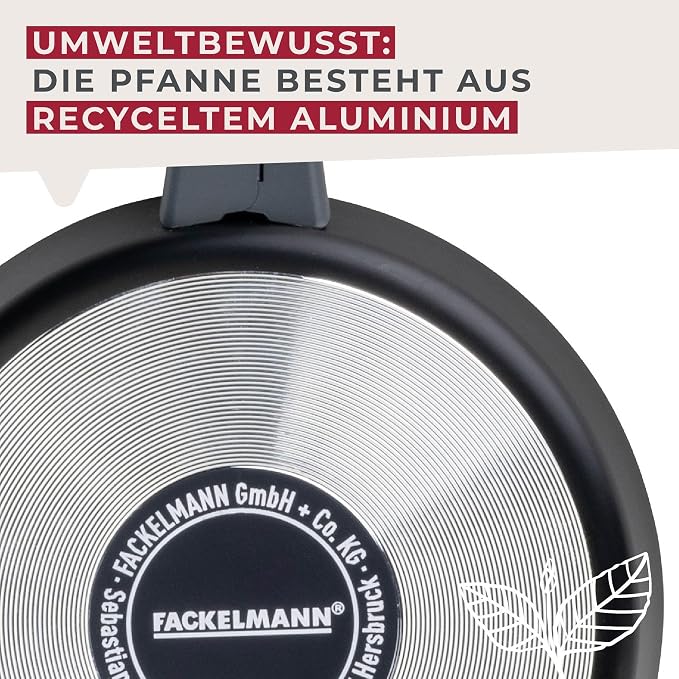 FACKELMANN Statement Frying Pan 14 cm - Ceramic Coated Mini Pan - Recycled Aluminium with Non-Stick Coating - For All Hobs Except Induction, PFAS-Free, Shadow Black