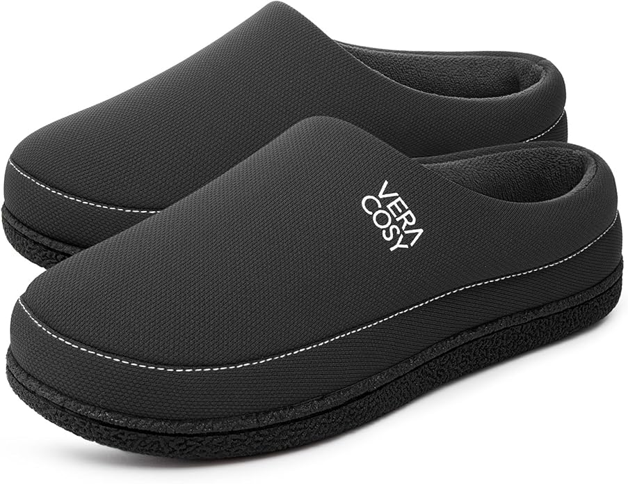 VeraCosy Men's Moccasin Slippers Comfy Soft Durable Slip-on Indoor Memory Foam House Shoes