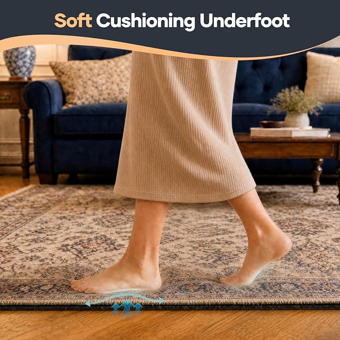 Veken Felt Cushioned Rug Pad 8 x 10 Ft, 1/4 Inch Thick, Dense Needle-Punched Carpet Underlay for Area Rugs, Protector Mat for All Hard Floors Including Hardwoods, Adds Comfort Underfoot