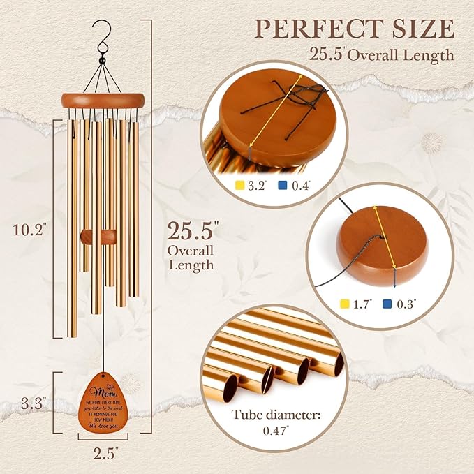 Leebbsin Gifts for Mom, Moms Wind Chimes, Mother's Day Best Gift for Mom, Mother Birthday Gift from Daughter Son, Love Reminder Gifts for Mother's Day Christmas