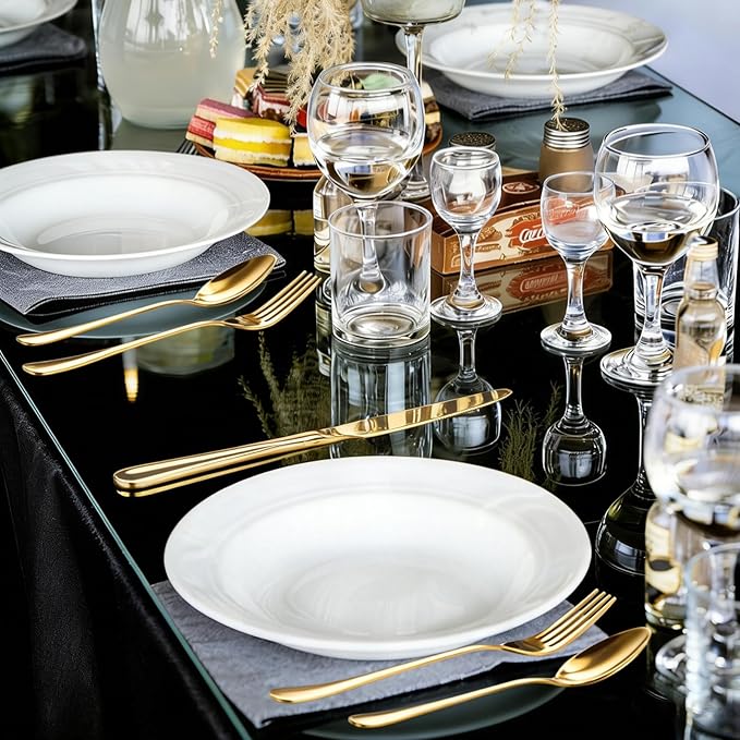 60 Piece Gold Silverware Set for 12, Bulk Stainless Steel Gold Flatware Cutlery Set Food Grade Utensil Set Include Forks Knives Spoons for Home Kitchen Restaurant Wedding, Dishwasher Safe