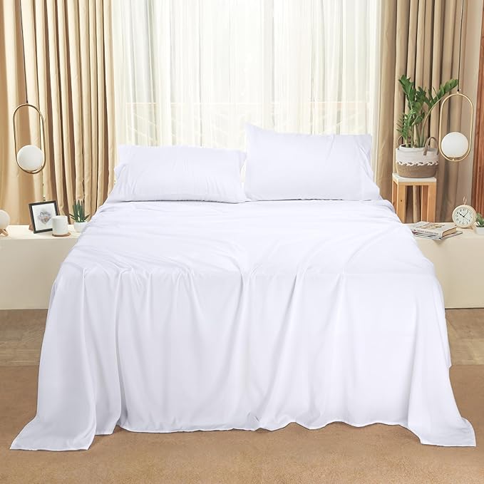 Utopia Bedding King Bed Sheets Set - Pack of 2 Sheet Sets - Perfect for Spa, Hotel, & Guest Bedroom - Brushed Microfiber - Shrinkage and Fade Resistant - Easy Care (White)
