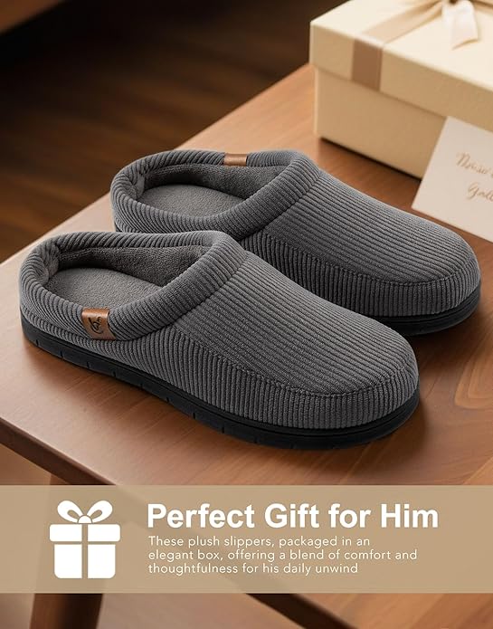 VeraCosy Men's Moccasin Slippers Comfy Soft Durable Slip-on Indoor Memory Foam House Shoes