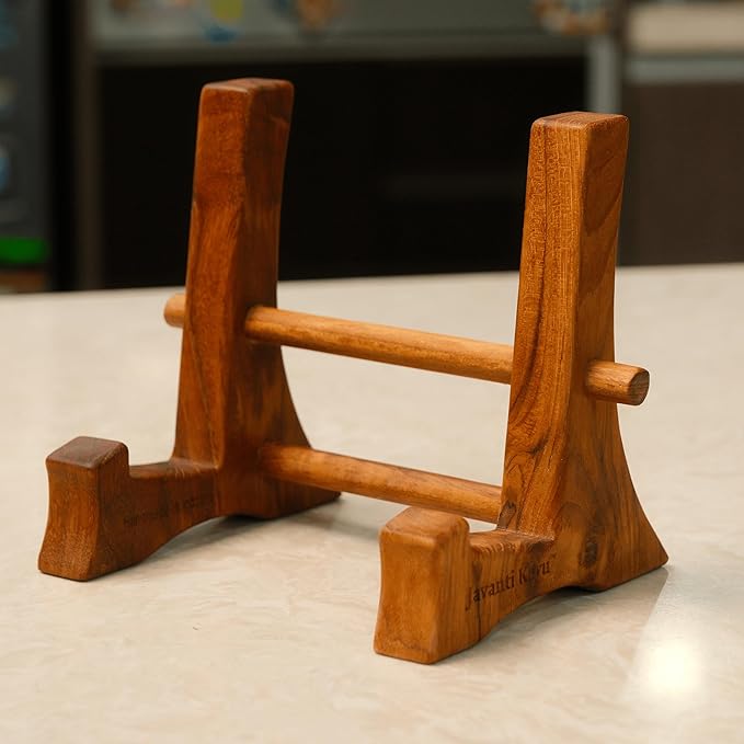 Chopping Board Stand – Teak Wood – Premium Handmade Holder Organizer for Boards, Drying Rack, Single or Dual Slot, Fits Thick Boards, Air-Dry Base (1 Slot (2.4 in Thickness) - 2 Pieces)