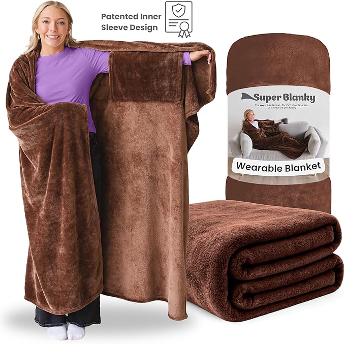 Super Blanky Wearable Blankets for Women, Adult Wearable Blanket Men, Mother's Day Gifts for Her, Wife Birthday Gift Ideas